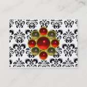 DAMASK MON RUBY helder rood violet grijs goudplate Visitekaartje (Achterkant)
