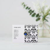 DAMASK MON RUBY: helderblauw grijs goudplatina Visitekaartje (Staand voorkant)