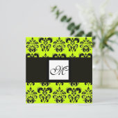 DAMASK MONOGRAAM, geelgroen Kaart (Staand voorkant)