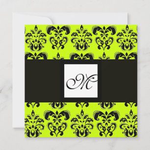 DAMASK MONOGRAAM, geelgroen Kaart