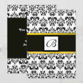 DAMASK MONOGRAAM, zwart en wit, geel Kaart (Voorkant / Achterkant)