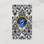 DAMASK MONOGRAM blauw wit Visitekaartje (Achterkant)