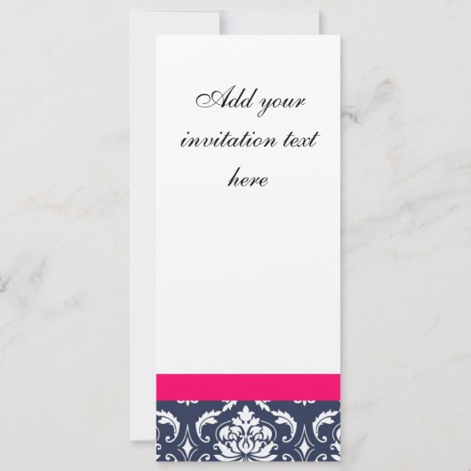 Damask Monogram Blue Pink Cream Wedding Invitation Kaart (Achterkant)