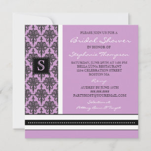 Damask Monogram Bridal Shower Invitation Kaart