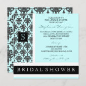  Damask Monogram Bridal Shower Invitation Kaart (Voorkant / Achterkant)