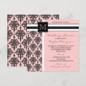 Damask Monogram Bridal Shower Invitation Kaart (Voorkant / Achterkant)