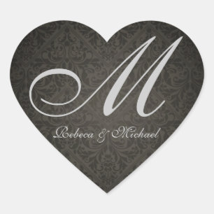 Damask Monogram Bride en Groom Wedding Sticker