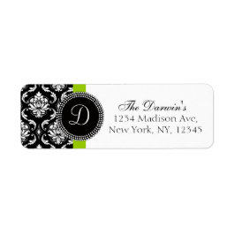 Damask Monogram Bruiloft Adresetiketten Groen Etiket