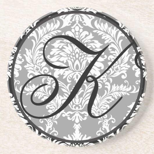Damask Monogram Bruiloft Jubileum Onderzetters (Voorkant)