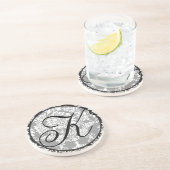 Damask Monogram Bruiloft Jubileum Onderzetters (Zijkant)