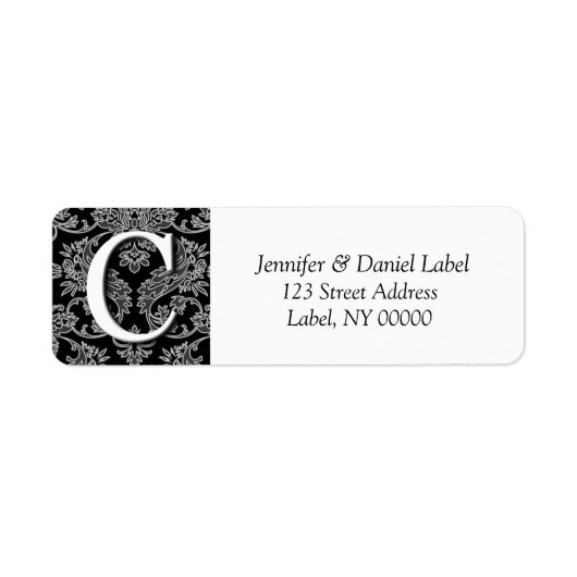 Damask Monogram C Return Address Labels (Voorkant)