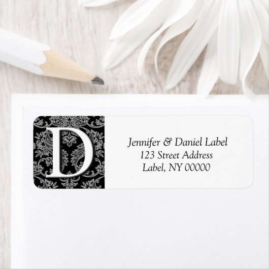 Damask Monogram D Return Address Labels (Insitu)
