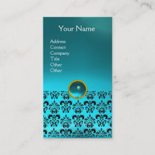DAMASK MONOGRAM edelsteen blauwe aquamarine Visitekaartje