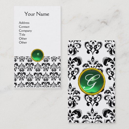 DAMASK MONOGRAM-eggshell Visitekaartje (Voorkant / Achterkant)