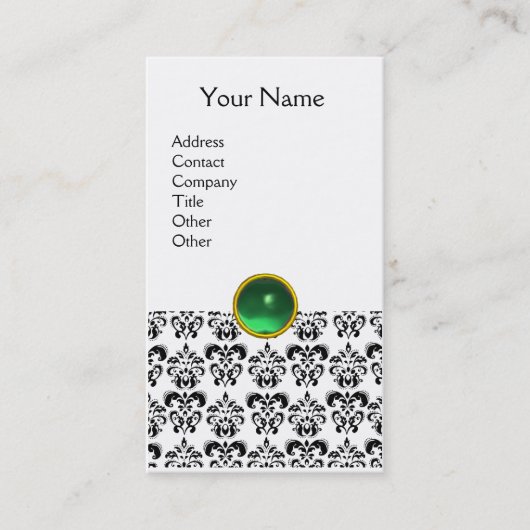 DAMASK MONOGRAM-eggshell Visitekaartje (Voorkant)