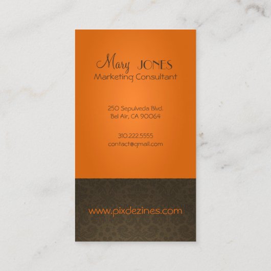 Damask + Monogram en retro kleuren Visitekaartje (Achterkant)