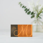 Damask + Monogram en retro kleuren Visitekaartje (Staand voorkant)