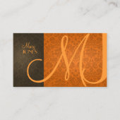 Damask + Monogram en retro kleuren Visitekaartje (Voorkant)
