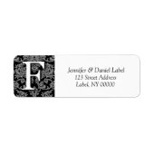 Damask Monogram F Return Address Labels (Voorkant)