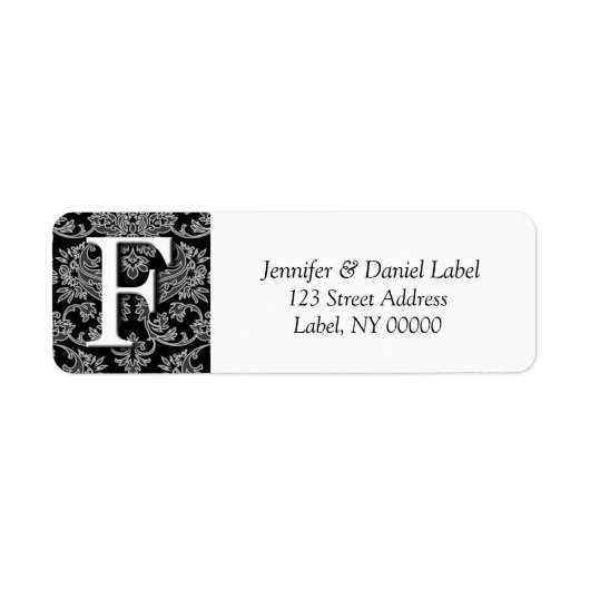 Damask Monogram F Return Address Labels (Voorkant)