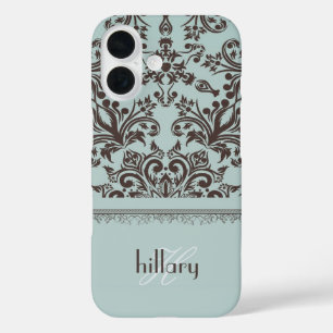 Damask Monogram Floral iPhone 16 Hoesje