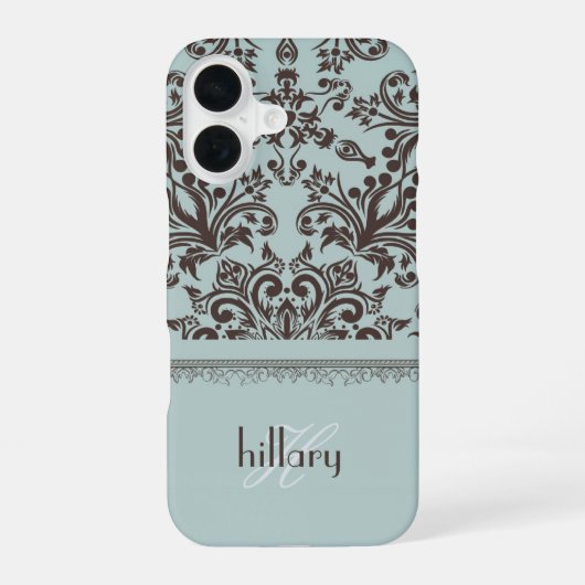 Damask Monogram Floral iPhone 16 Hoesje (Achterkant)