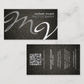 Damask Monogram Fotografie Visitekaartje (Voorkant / Achterkant)