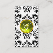 DAMASK MONOGRAM geel linnen Visitekaartje (Achterkant)