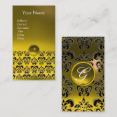 DAMASK MONOGRAM geel Visitekaartje (Voorkant / Achterkant)