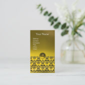 DAMASK MONOGRAM geel Visitekaartje (Staand voorkant)