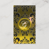 DAMASK MONOGRAM geel Visitekaartje (Achterkant)