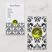 DAMASK MONOGRAM geel wit Visitekaartje (Voorkant / Achterkant)