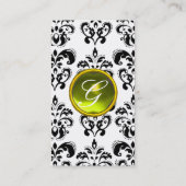 DAMASK MONOGRAM geel wit Visitekaartje (Achterkant)