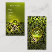 DAMASK MONOGRAM geel wit Visitekaartje (Voorkant / Achterkant)