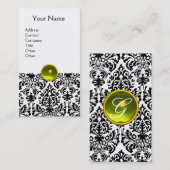 DAMASK MONOGRAM geel wit Visitekaartje (Voorkant / Achterkant)