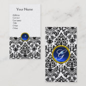 DAMASK MONOGRAM gem blauw platina Visitekaartje (Voorkant / Achterkant)