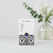 DAMASK MONOGRAM gem blauw platina Visitekaartje (Staand voorkant)