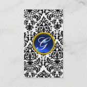 DAMASK MONOGRAM gem blauw platina Visitekaartje (Achterkant)