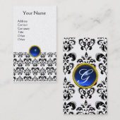 DAMASK MONOGRAM gem blauwe parel Visitekaartje (Voorkant / Achterkant)