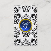 DAMASK MONOGRAM gem blauwe parel Visitekaartje (Achterkant)