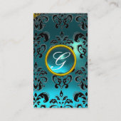 DAMASK MONOGRAM gem blue aquamarine Visitekaartje (Achterkant)