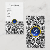DAMASK MONOGRAM gem blue linen Visitekaartje (Voorkant / Achterkant)