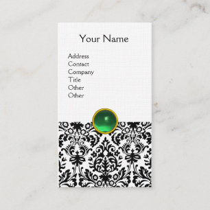 DAMASK MONOGRAM gem groen linnen Visitekaartje