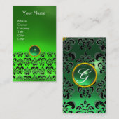 DAMASK MONOGRAM gem groen Visitekaartje (Voorkant / Achterkant)