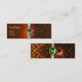 DAMASK MONOGRAM gem lint wit oranje groen Mini Visitekaartje (Voorkant / Achterkant)