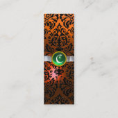 DAMASK MONOGRAM gem lint wit oranje groen Mini Visitekaartje (Achterkant)