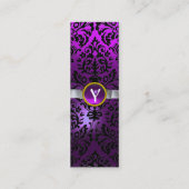 DAMASK MONOGRAM gem lint wit paars Mini Visitekaartje (Achterkant)