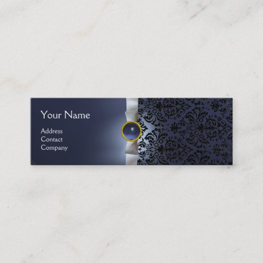 DAMASK MONOGRAM gem lint wit paars Mini Visitekaartje (Voorkant)
