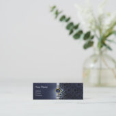 DAMASK MONOGRAM gem lint wit paars Mini Visitekaartje (Staand voorkant)