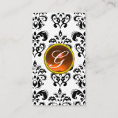 DAMASK MONOGRAM gem oranje linnengoed Visitekaartje (Achterkant)